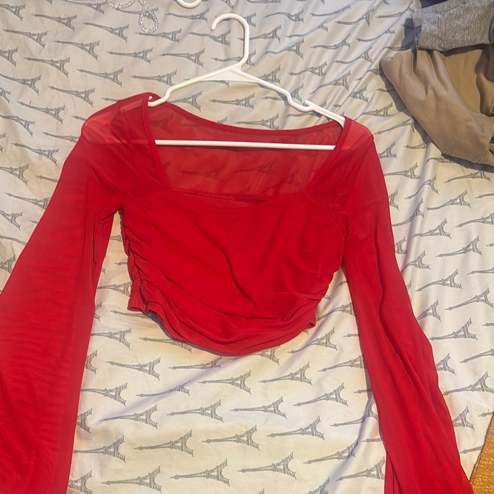 Elegant Red Long Sleeve Top